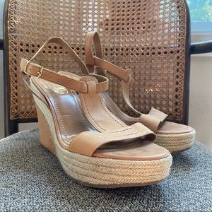 bcbg paris leather espadrille wedges